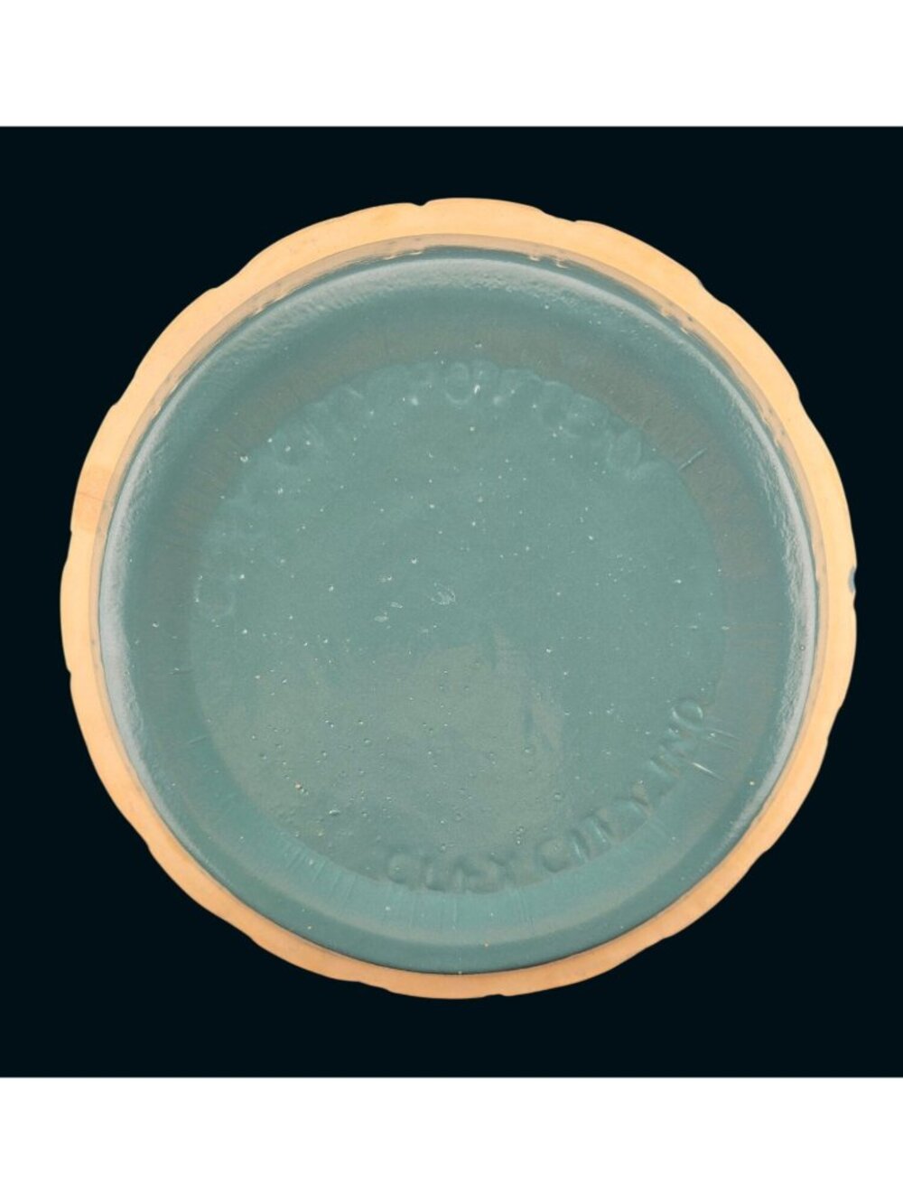 Vintage Clay City Pottery 10" Green Bowl Pie Plate Floral Embossed Rim - Picture 10 of 13